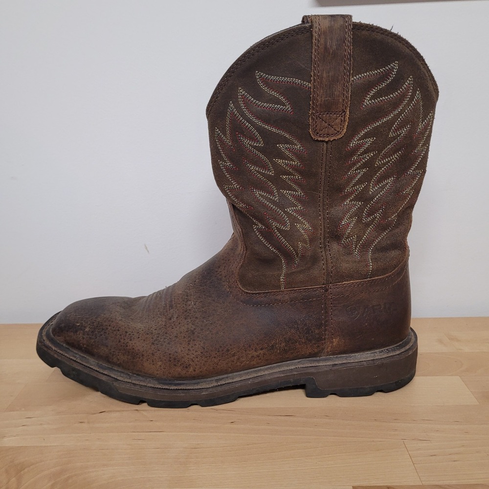 Ariat Work Groundbreaker Boots Mens 11EE Brown Leather Square Toe EH 10020059 - Picture 9 of 16